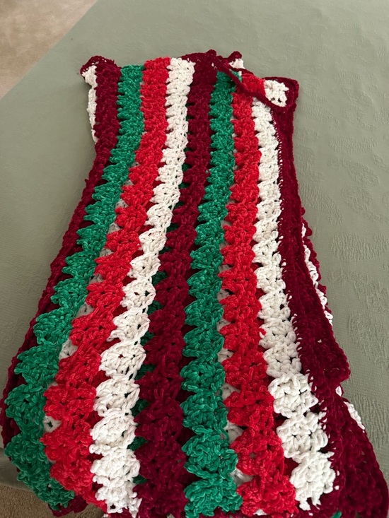 Other - Handmade Crochet Throw Blanket in Red, Green & White